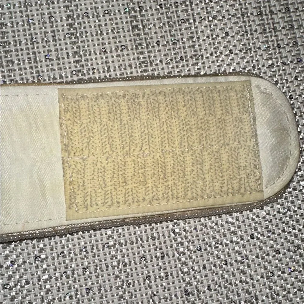 Vintage S Ivory Pink Green Yellow Blue Beaded Pastel Colored Wide Velcro Belt